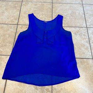 Charlotte Russe Bright Royal Blue Semi Sheer Tank Top with Collar Neck Detail